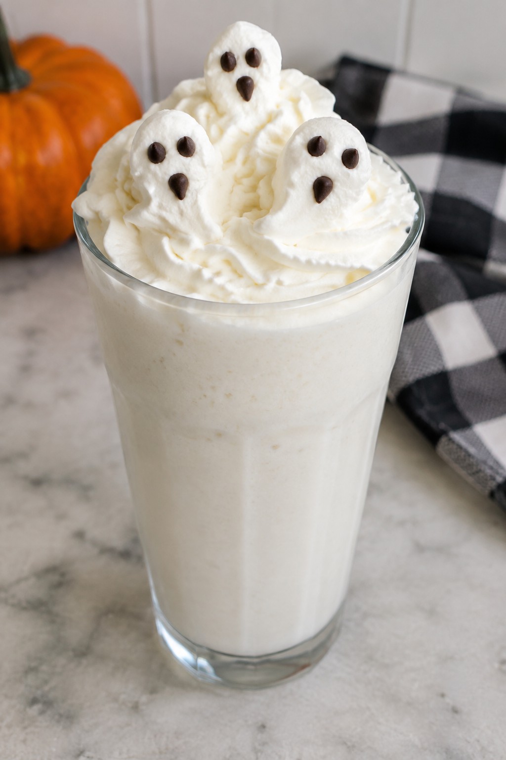 Ghostly Vanilla Milkshake with Whipped Cream
