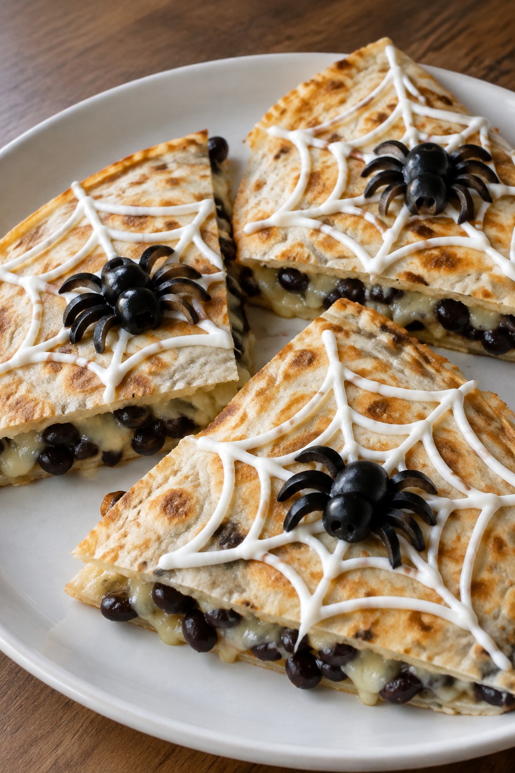 Spooky Spiderweb Black Bean Quesadillas