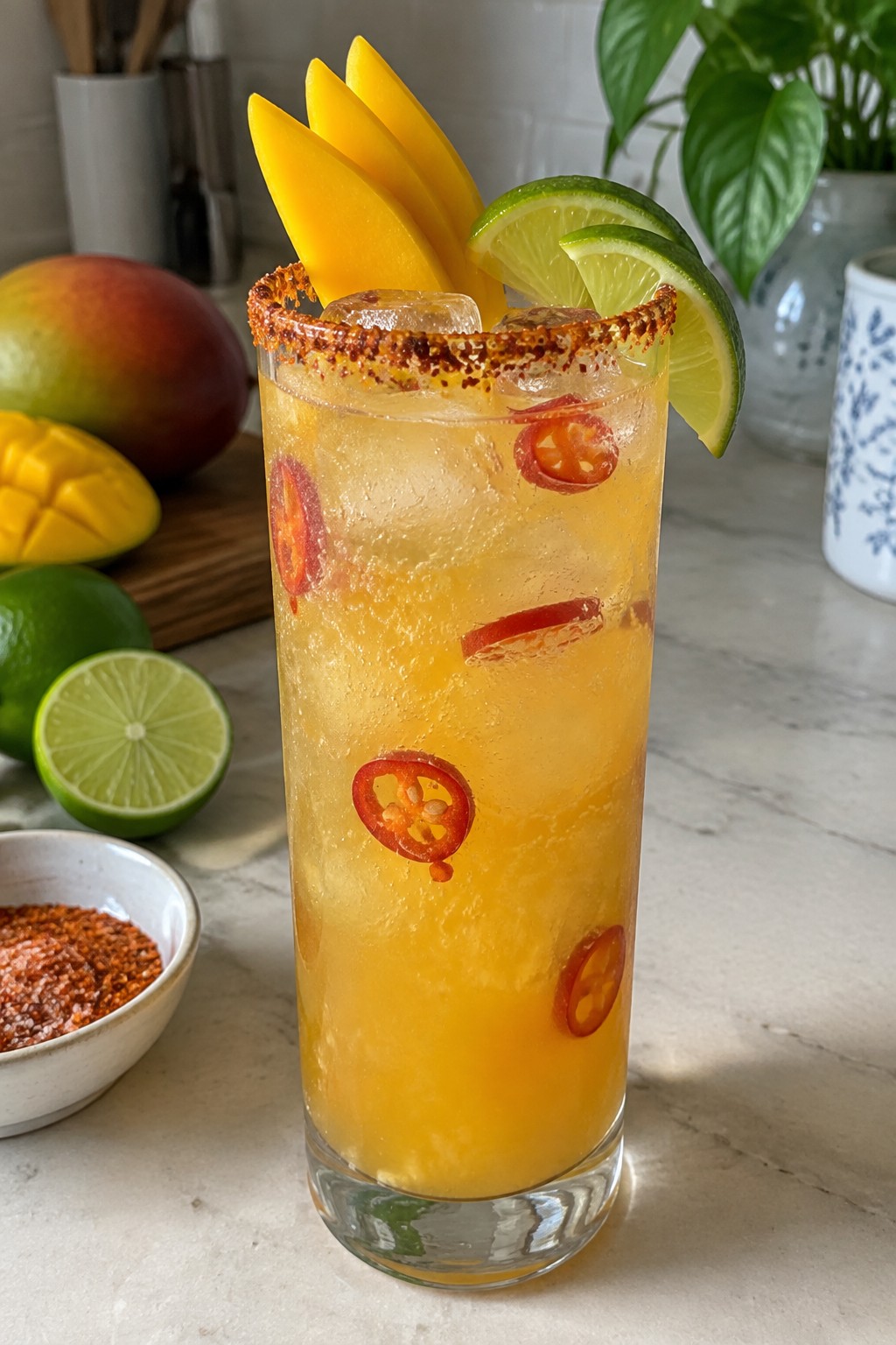 Chili Mango and Lime Gin Spritz