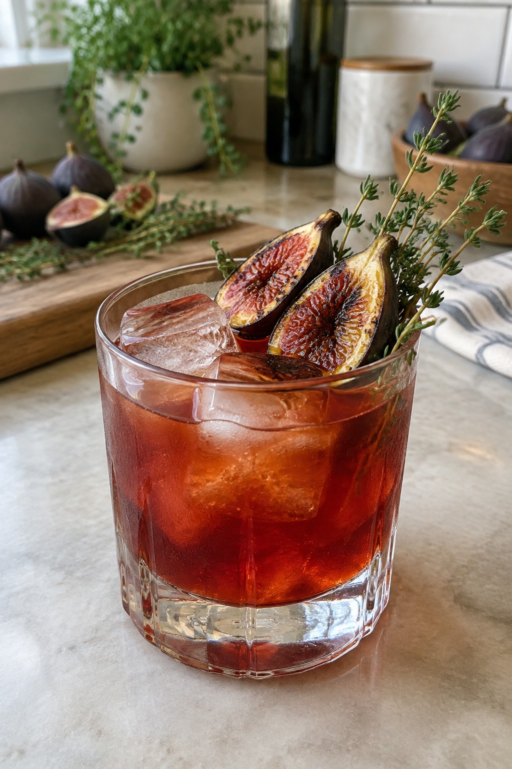 Smoky Fig and Thyme Gin Negroni