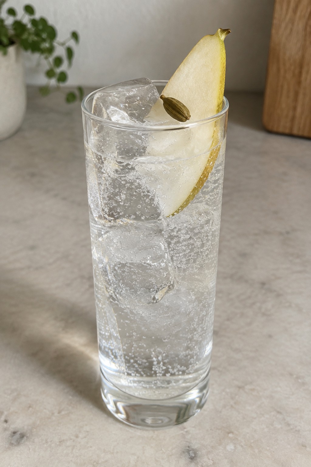 Spiced Pear and Cardamom Gin Collins