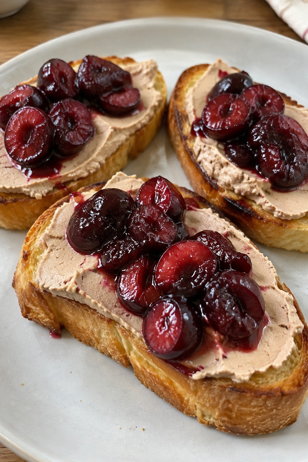 Foie Gras Pâté on Toasted Brioche with Cherry Compote