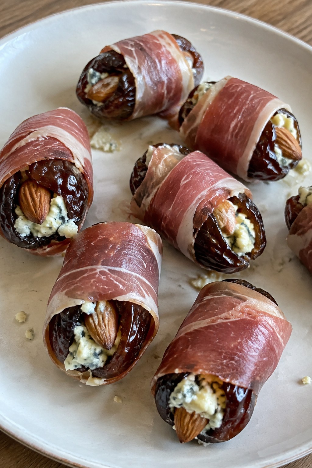 Prosciutto-Wrapped Dates Stuffed with Blue Cheese and Almonds