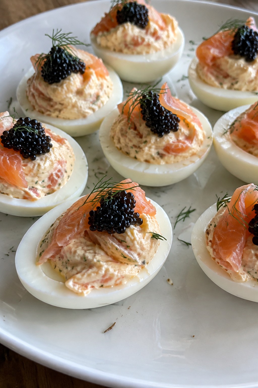 Smoked Salmon and Caviar Deviled Eggs
