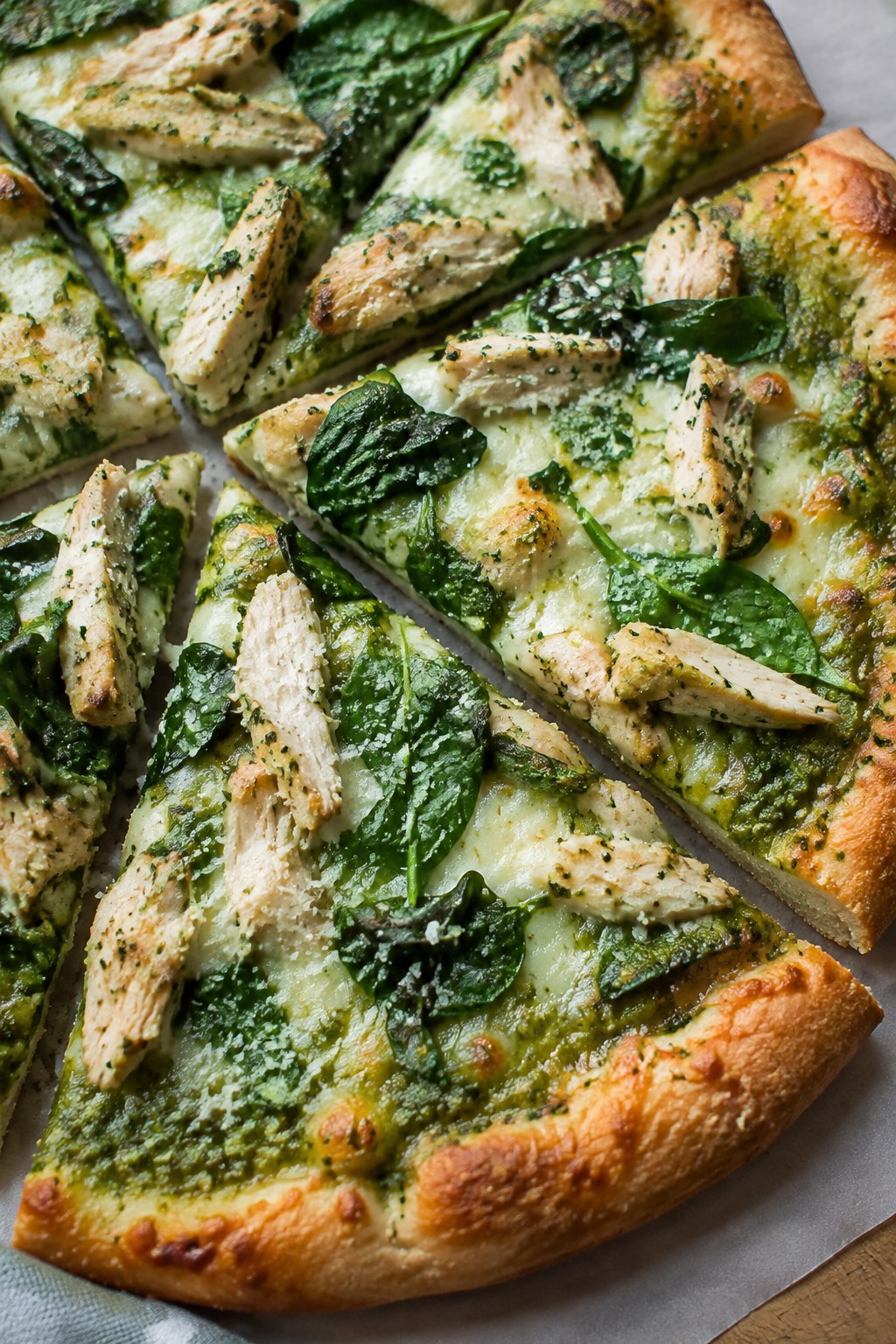 Monster Green Pesto Chicken Pizza