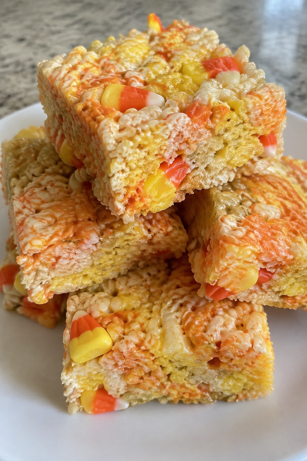 Candy Corn Swirled Rice Krispie Treats