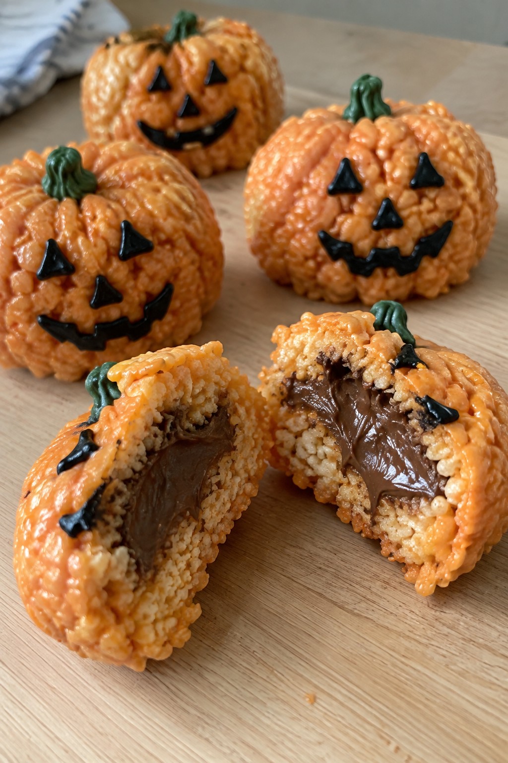 Jack-o'-Lantern Filled Rice Krispie Treats