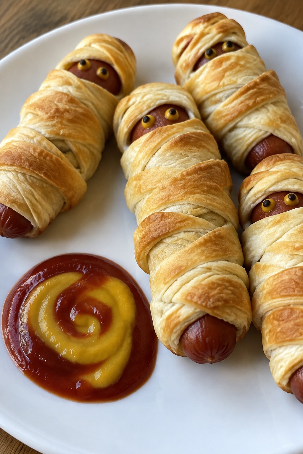 Mummy Hot Dogs with Ketchup Dip
