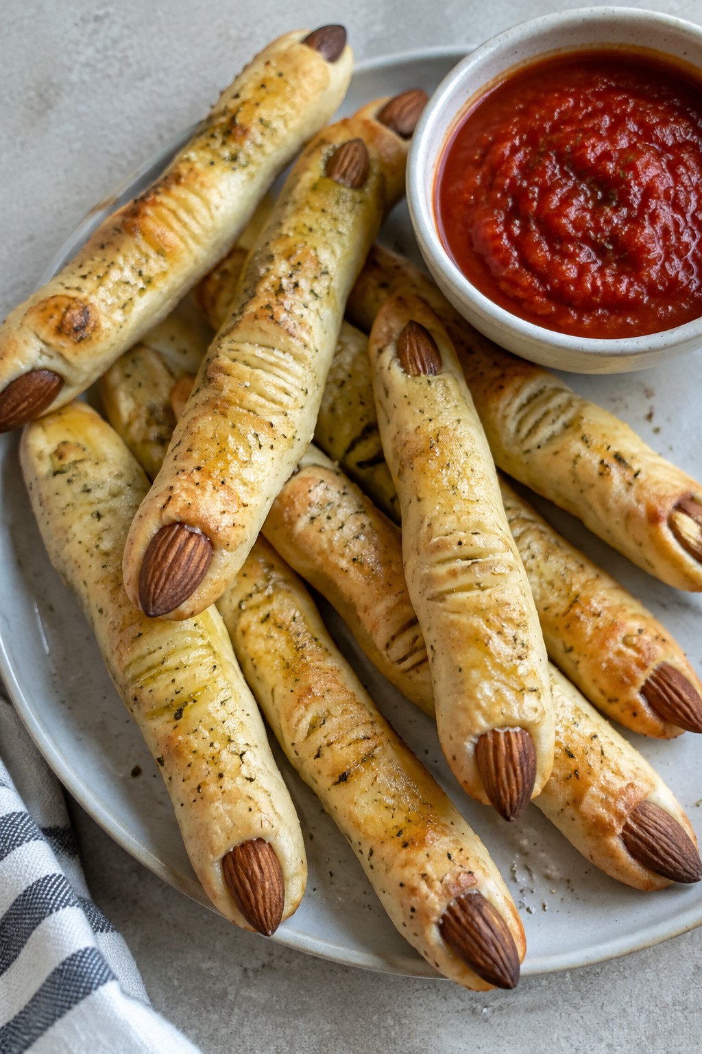 Witch Finger Breadsticks with Marinara
