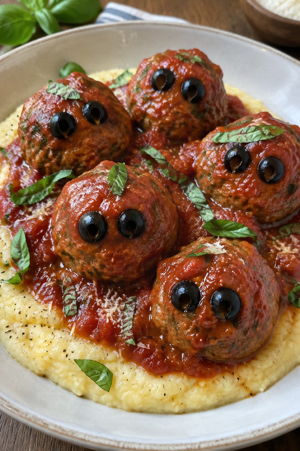 Monster Meatball Skillet with Polenta
