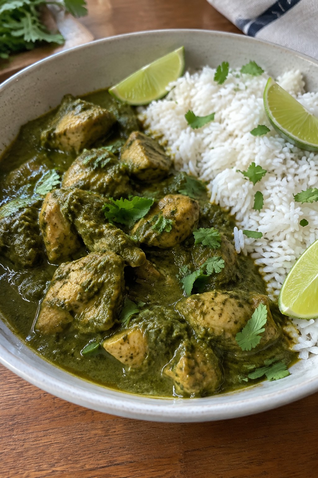 Swamp Green Chicken Curry with Coconut Rice