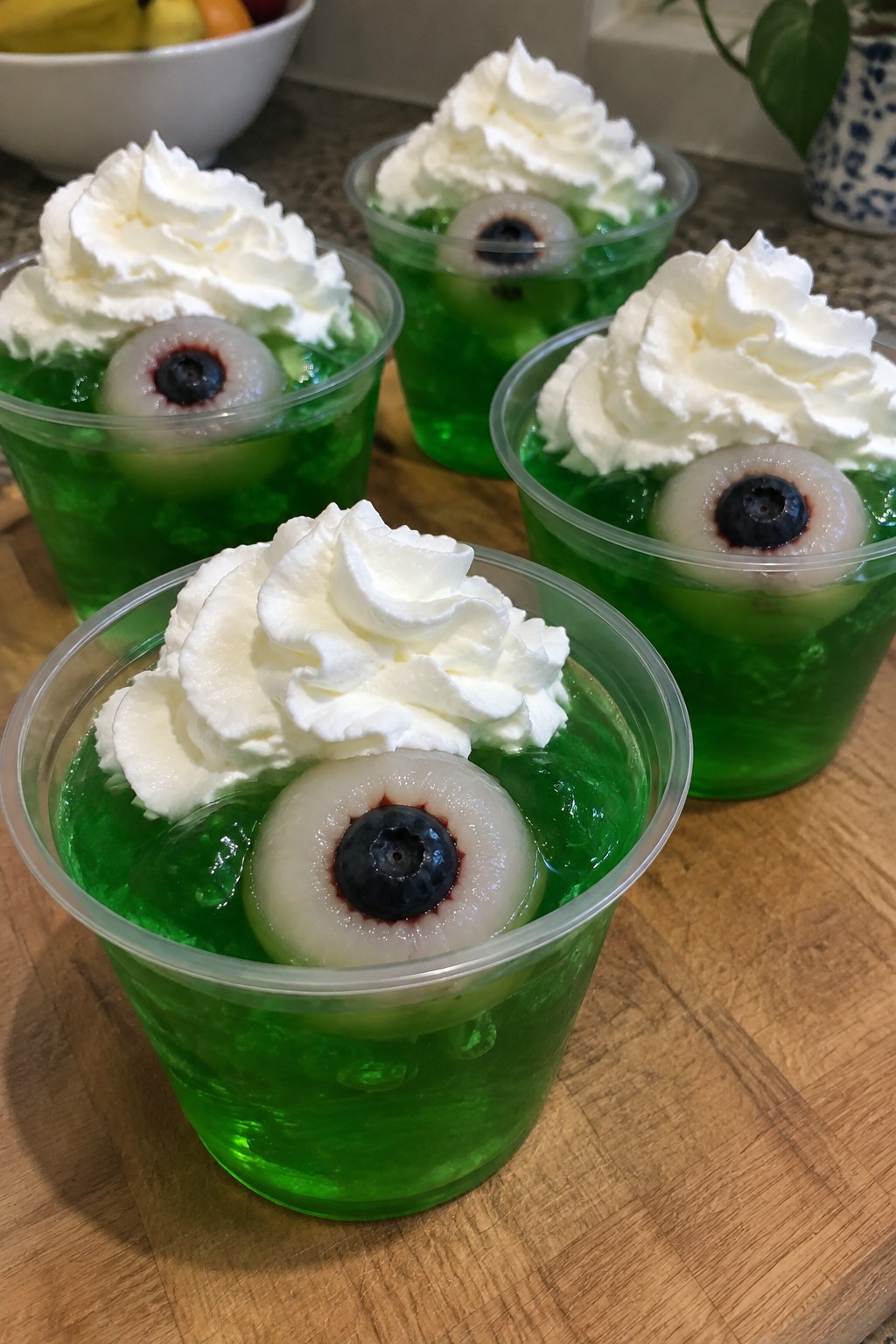 Eyeball Jello Cups with Whipped Cream