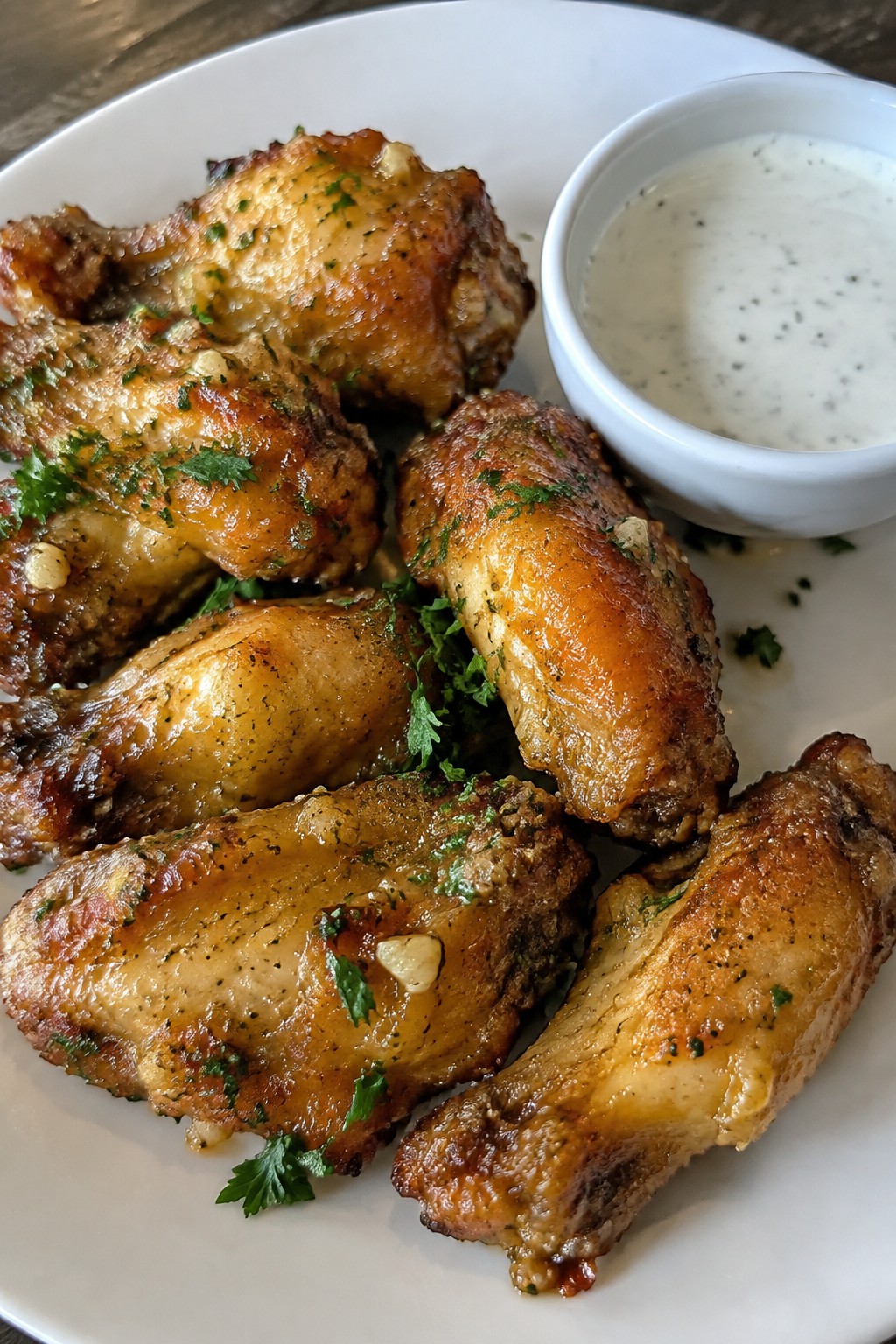 Garlic Butter Bat Wings with Ranch