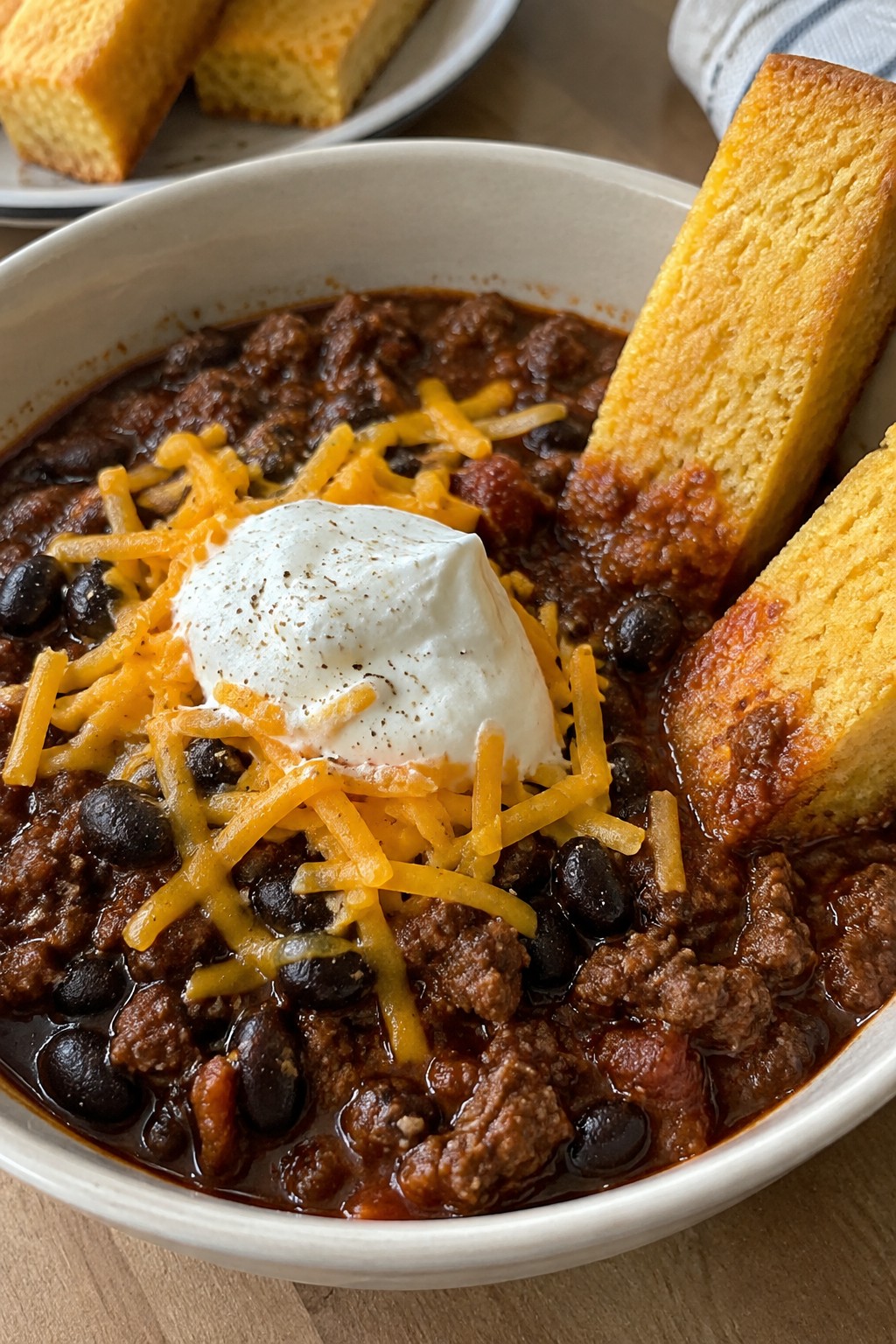 Haunted Cauldron Chili with Cornbread Dippers