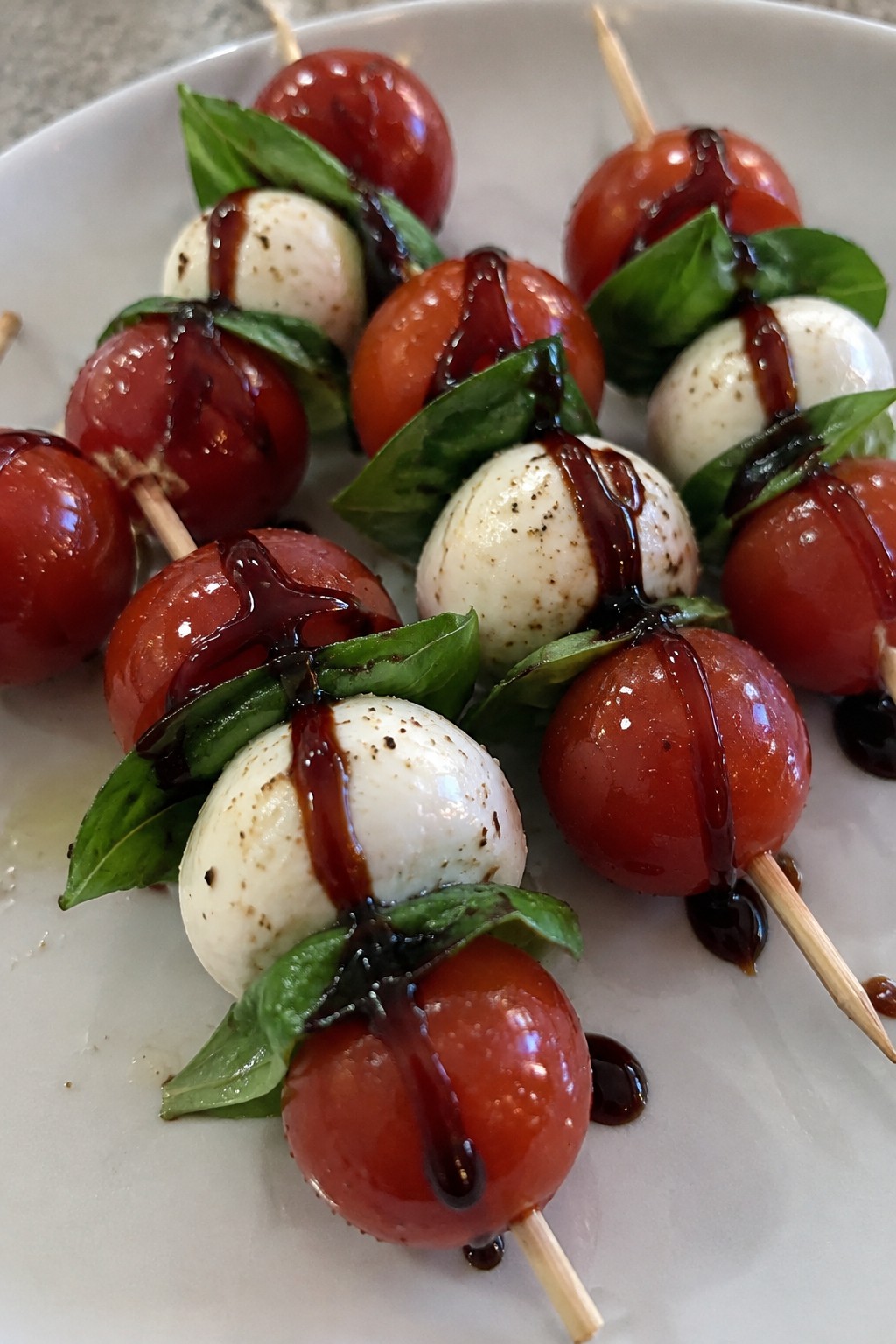 Vampire Bite Caprese Skewers with Balsamic Drizzle