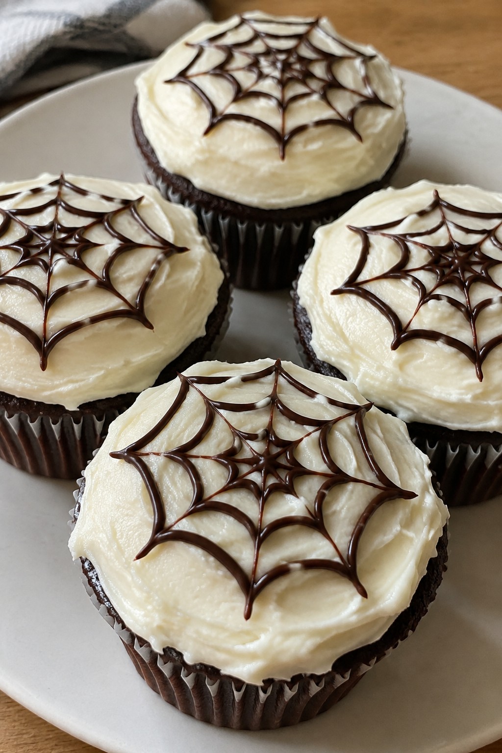Chocolate Spiderweb Cupcakes