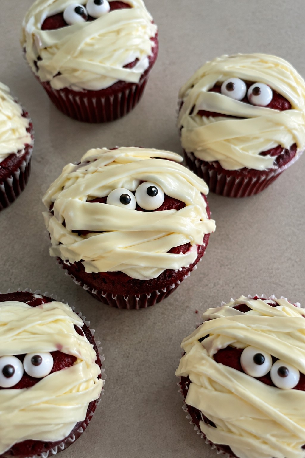 Mummy Red Velvet Cupcakes