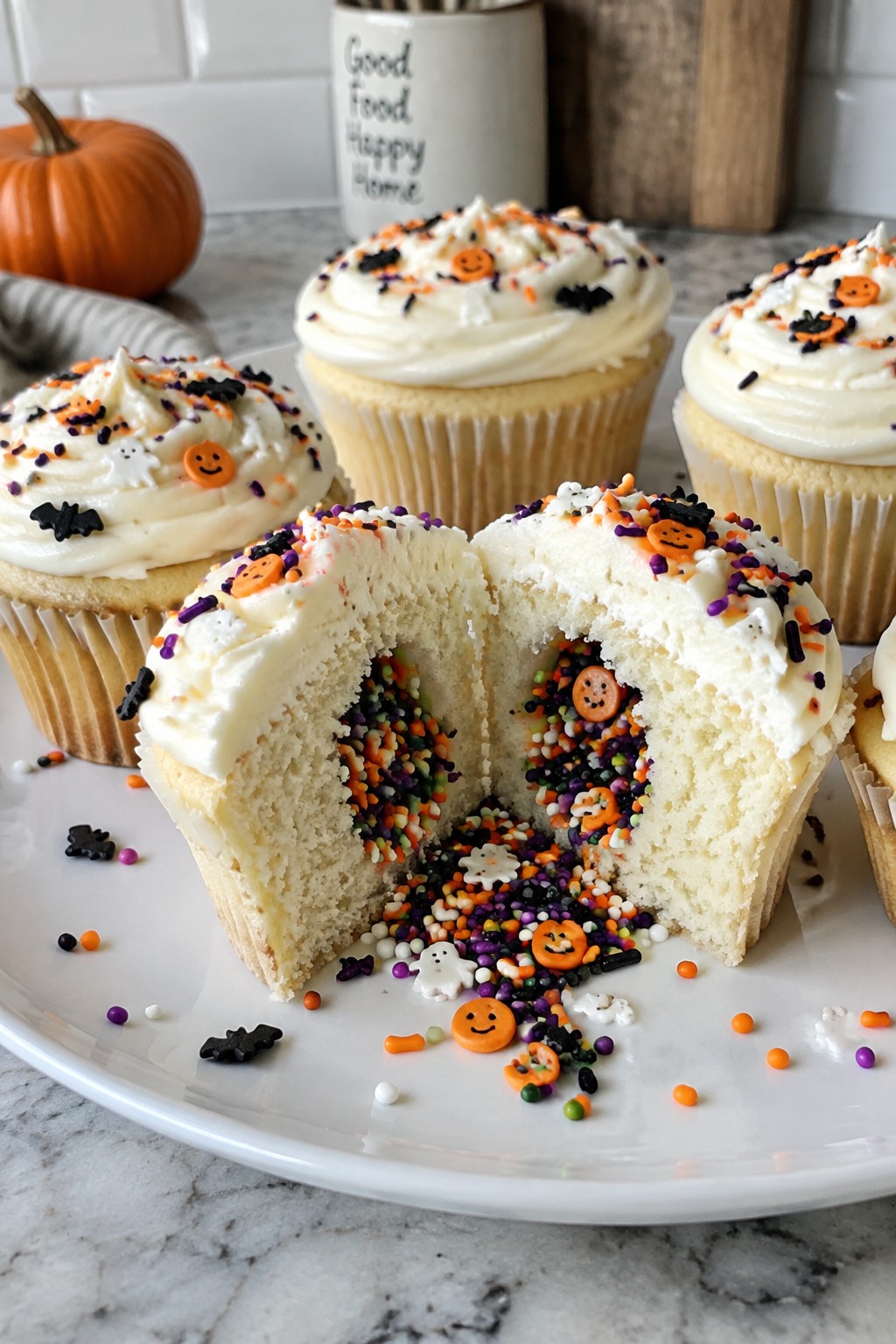Spooky Sprinkle Surprise Cupcakes