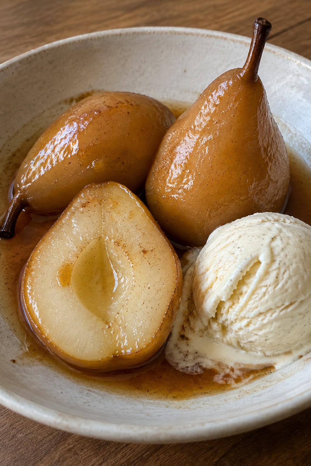 Mulled Cider Poached Pears