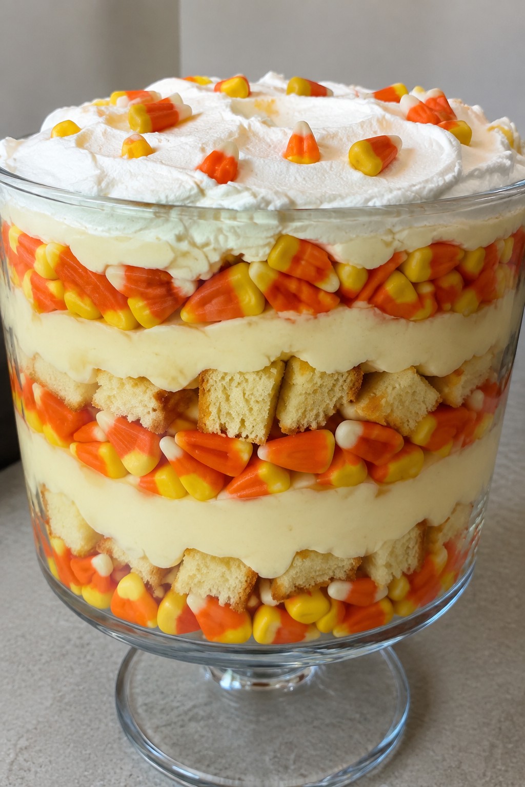 Candy Corn Trifle with Whipped Cream