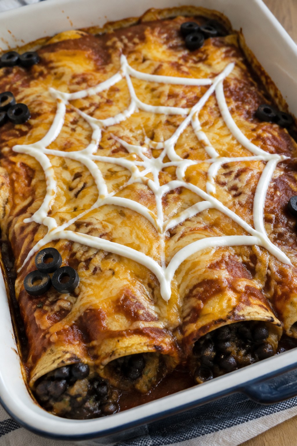 Spiderweb Black Bean Enchiladas