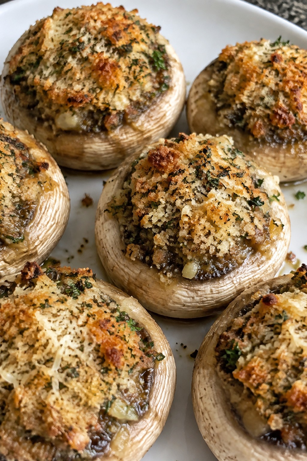 Garlic Herb Stuffed Mushrooms with Breadcrumbs