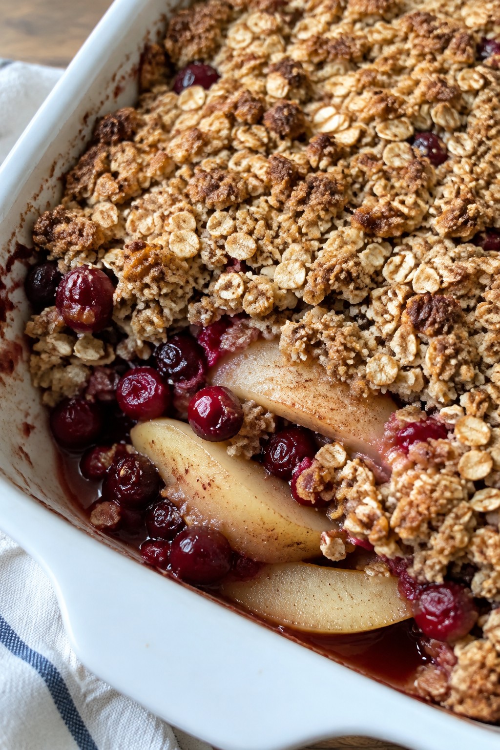 Spiced Pear and Cranberry Crumble