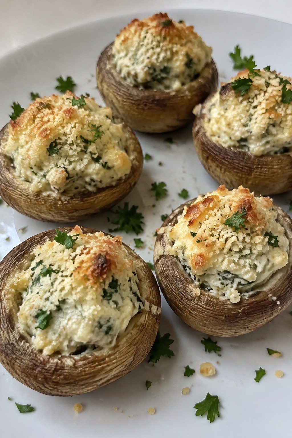 Ghostly Parmesan Stuffed Mushrooms