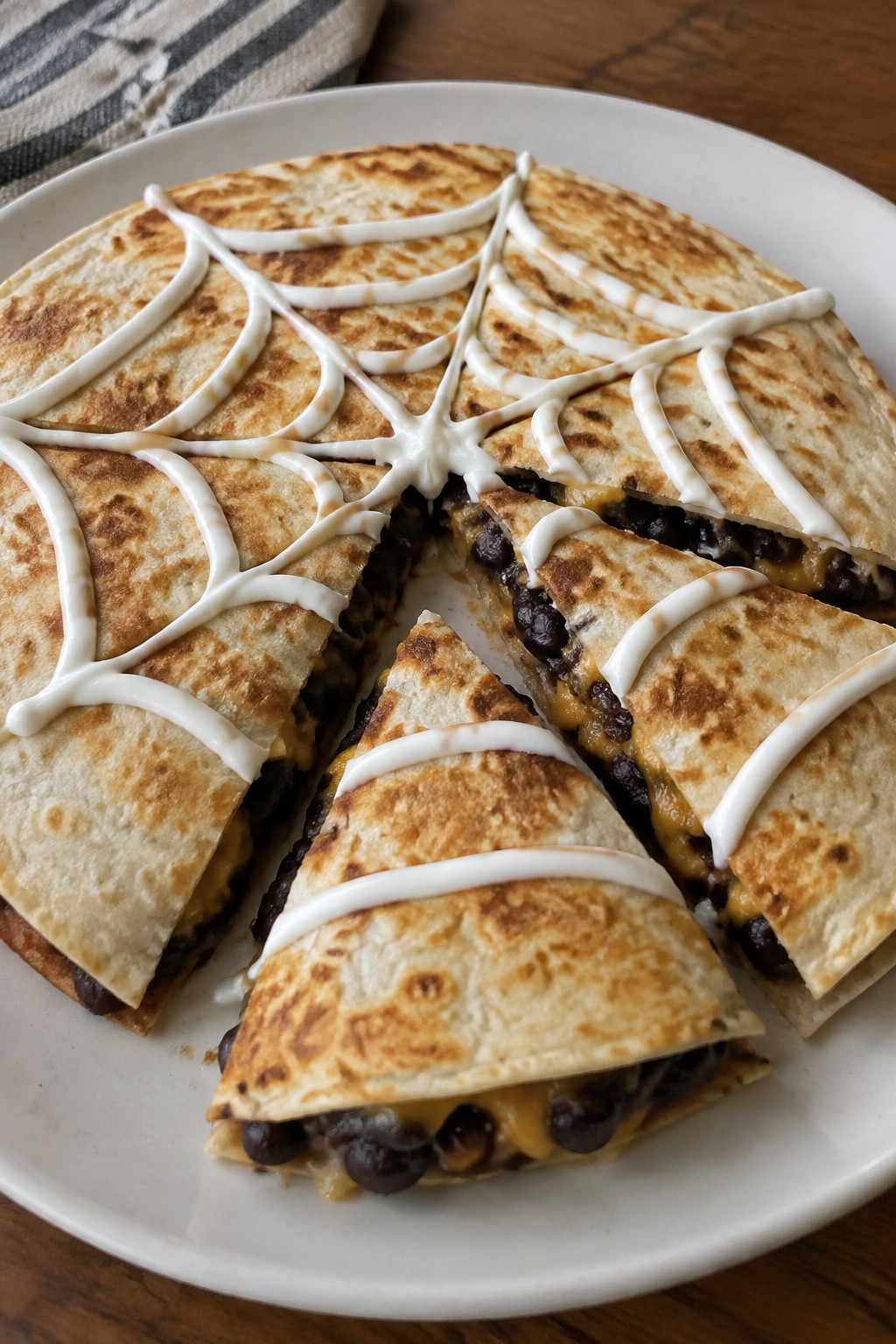Spiderweb Black Bean Quesadillas
