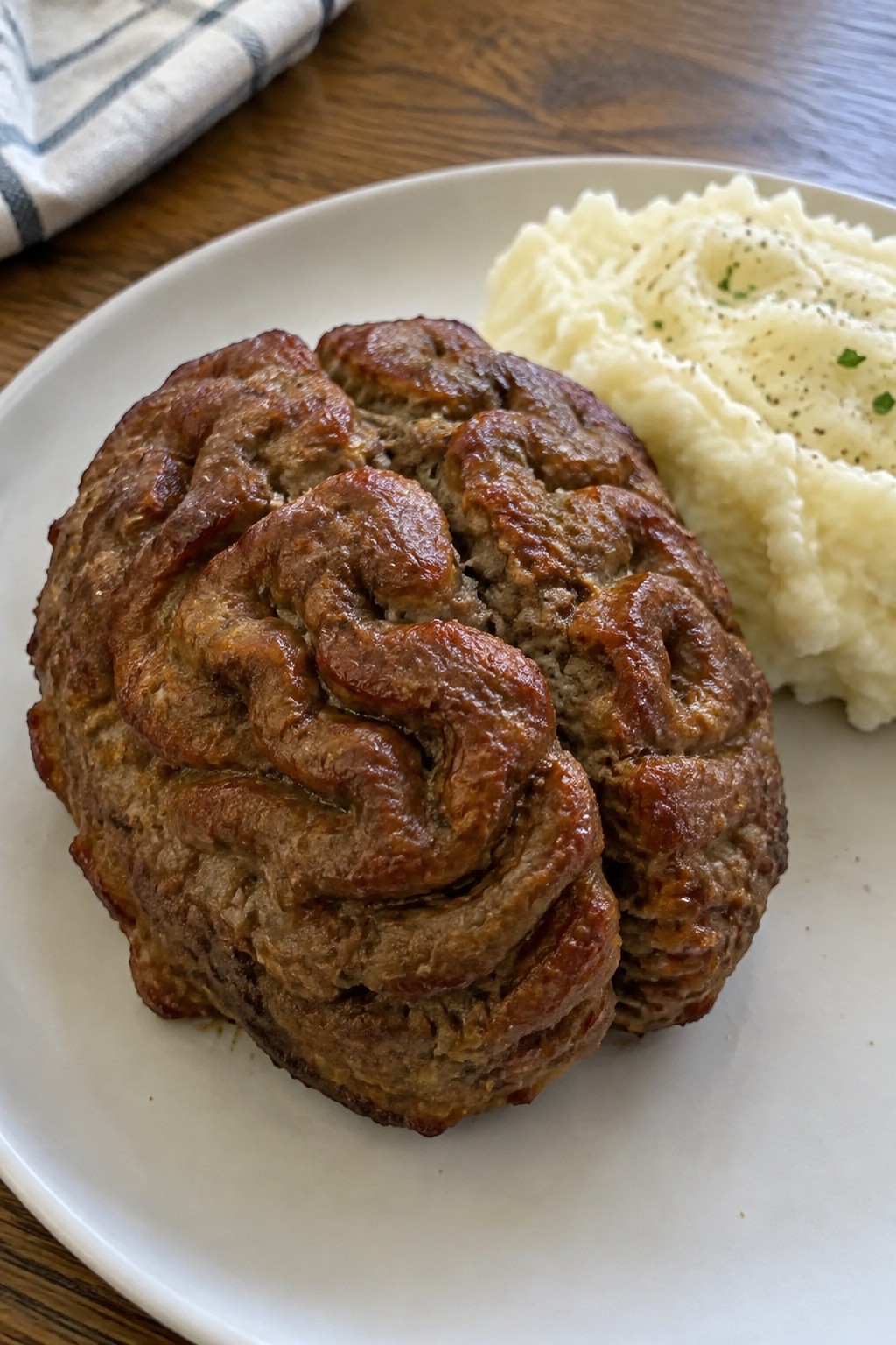 Zombie Brain Meatloaf with Mashed Potatoes