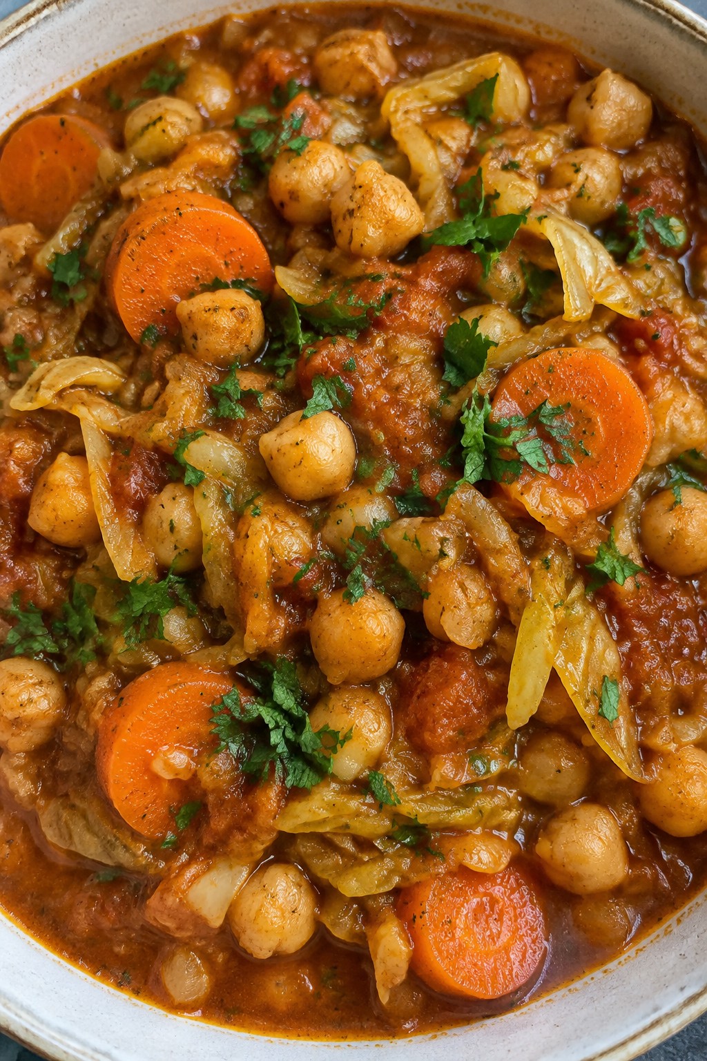 Ethiopian Berbere Chickpea Stew with Carrots and Cabbage