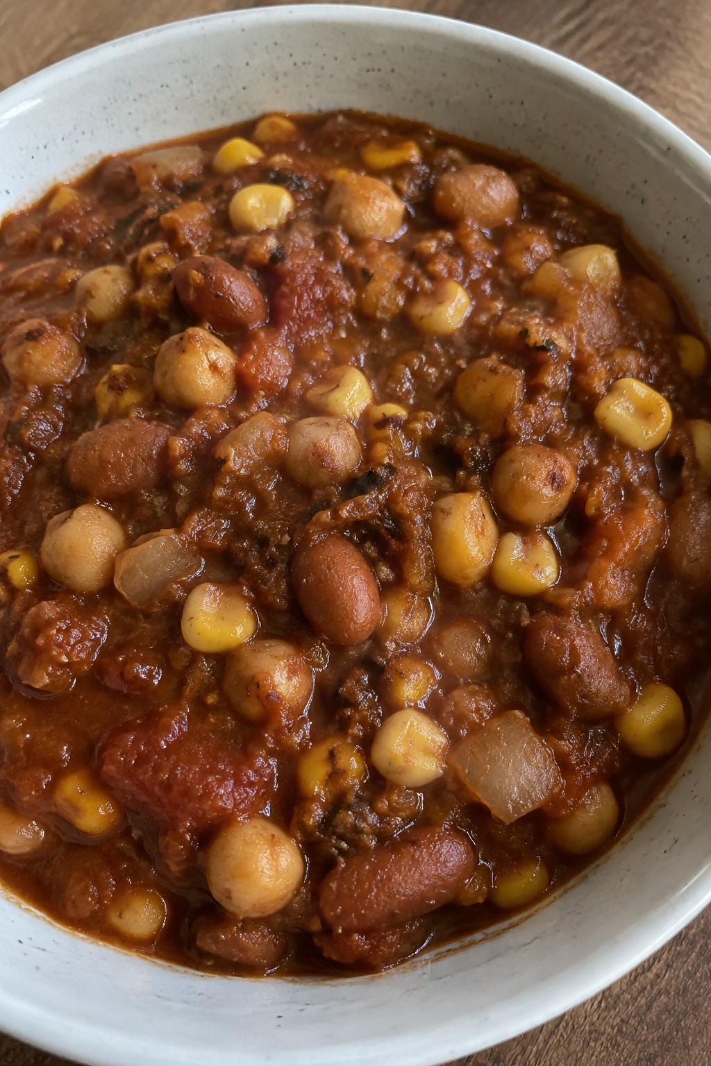Mexican Chipotle Chickpea Chili Stew with Corn and Pinto Beans