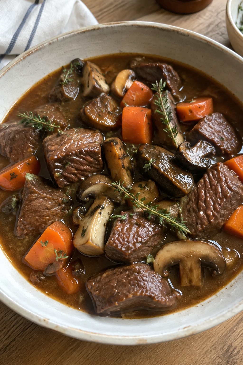 Beef and Ale Stew with Wild Mushrooms and Thyme