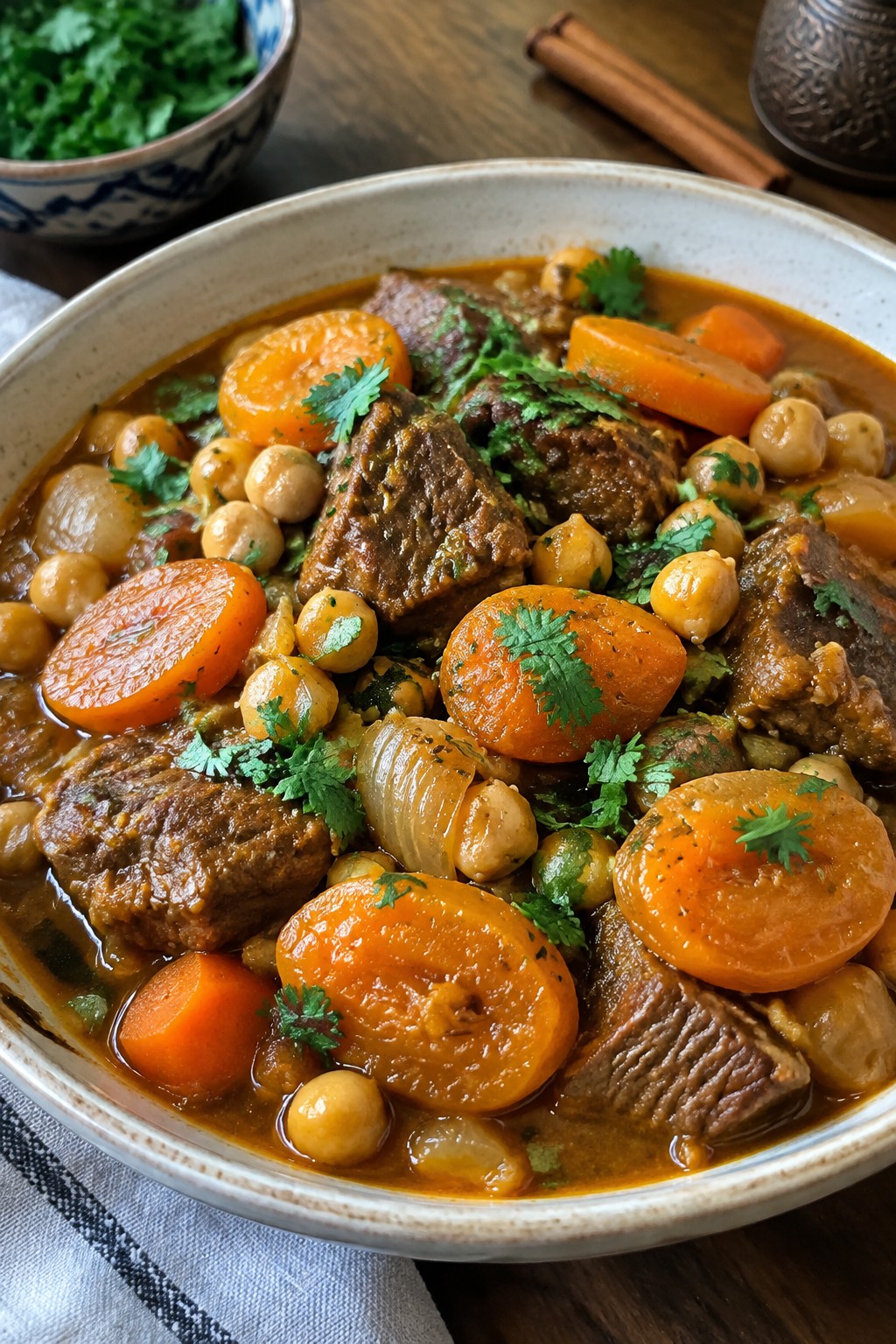 Moroccan-Spiced Beef Stew with Apricots and Chickpeas