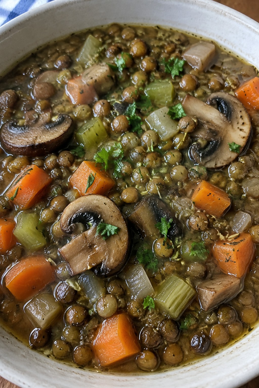 French Lentil Stew with Mushrooms and Herbs