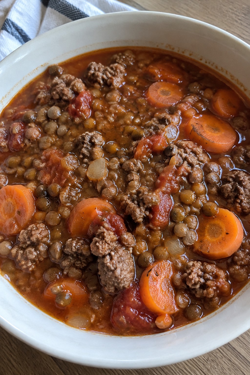 Beefy Hamburger Lentil and Carrot Stew