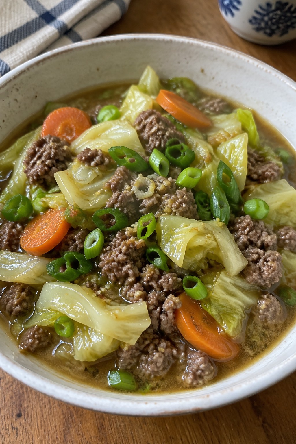 Ginger-Soy Hamburger and Cabbage Asian-Inspired Stew