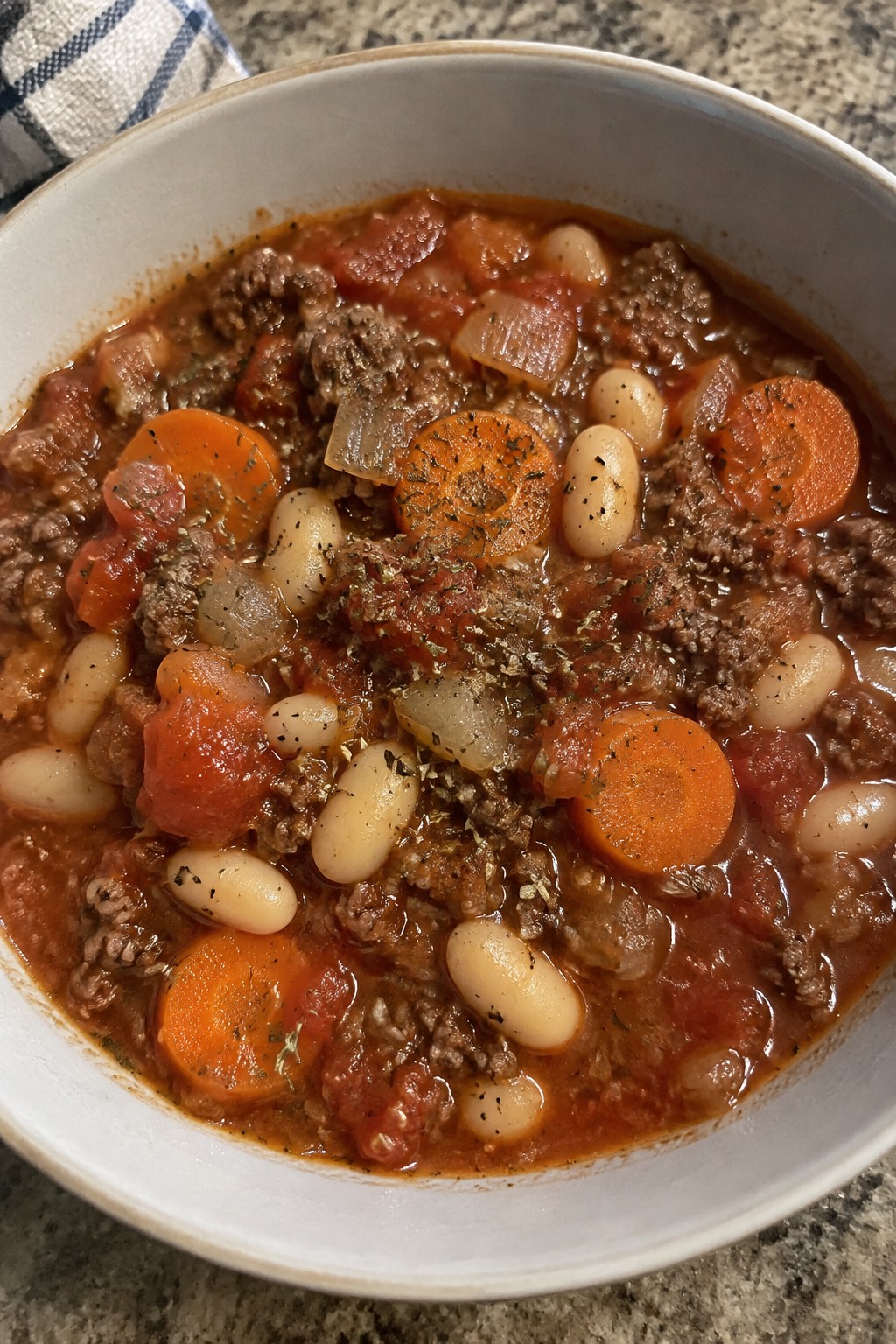 Italian Herb Hamburger Tomato and White Bean Stew