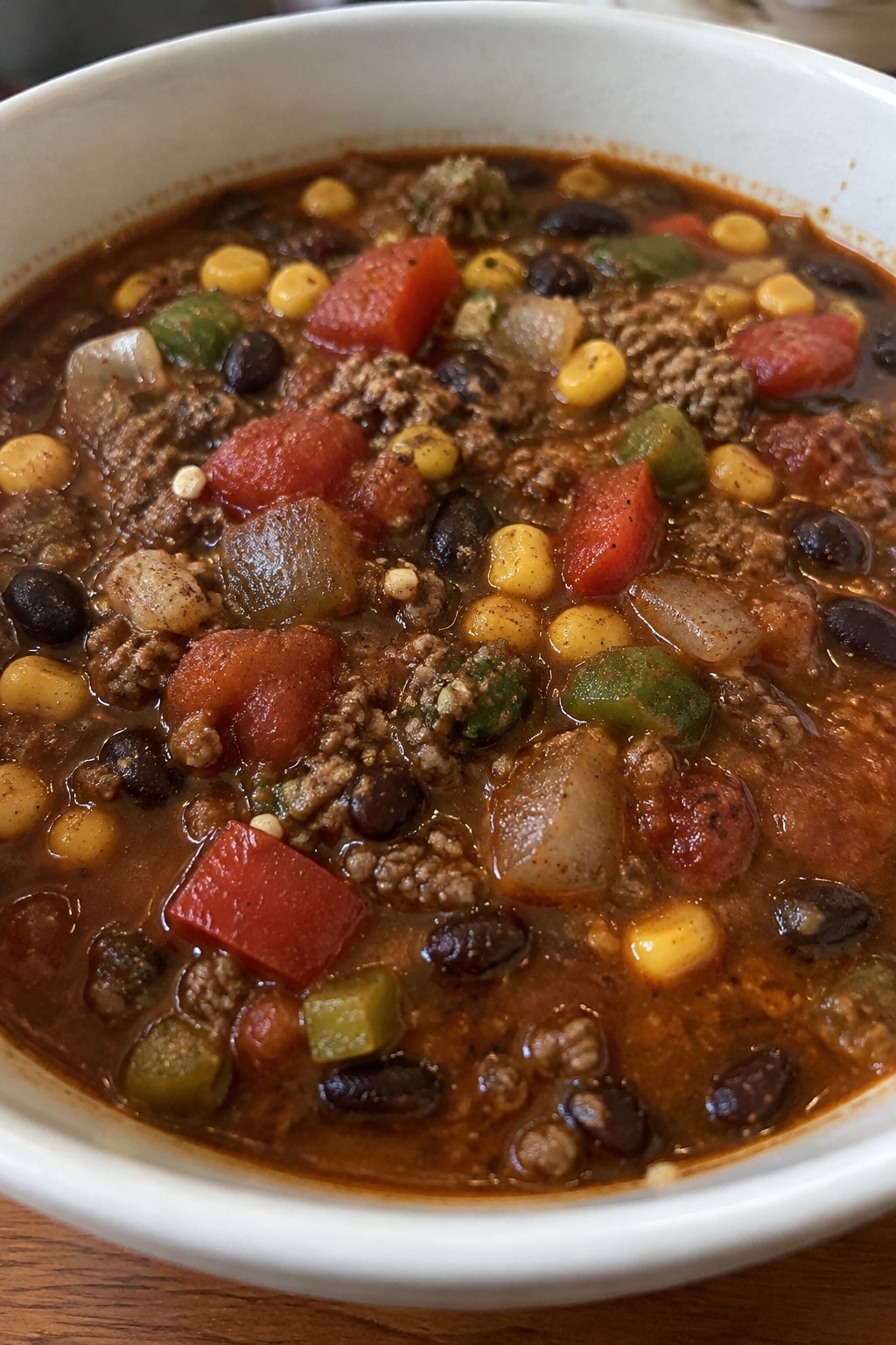 Spicy Mexican Hamburger Corn and Pepper Stew
