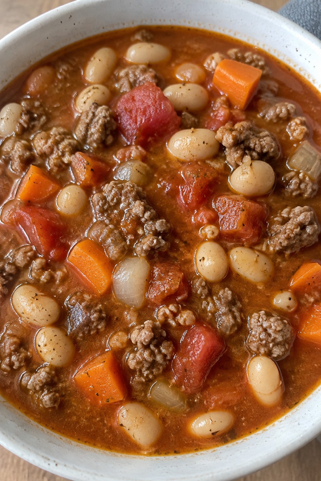 Hamburger Stew with White Beans and Tomatoes