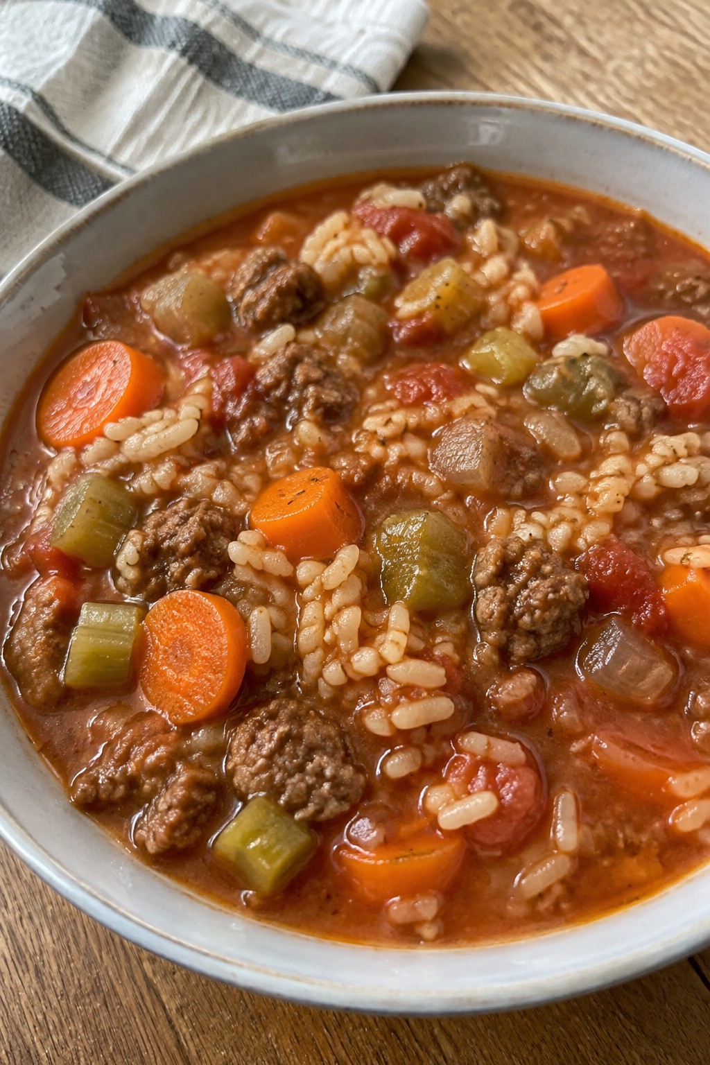 Rustic Hamburger Vegetable Rice Stew