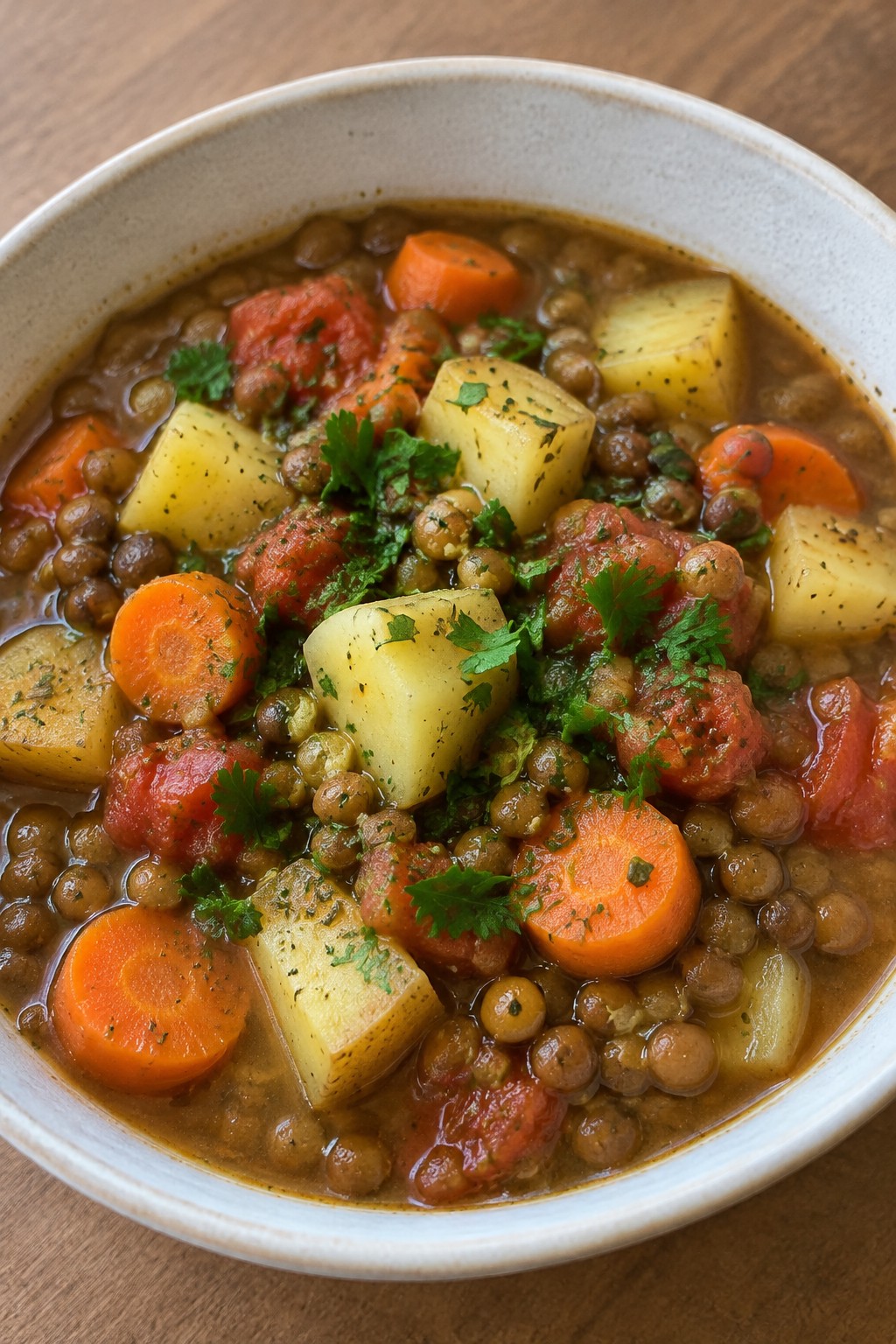 Italian Herb Lentil Stew with Potatoes