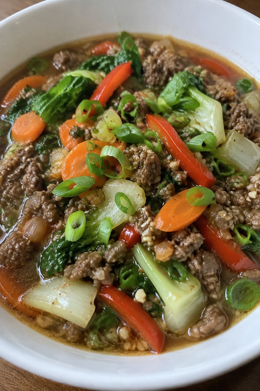 Ginger-Soy Asian Vegetable Hamburger Stew