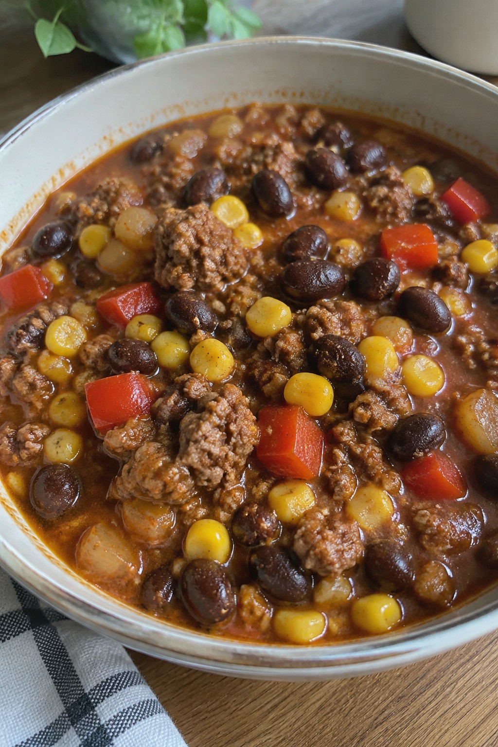 Tex-Mex Black Bean and Corn Hamburger Stew