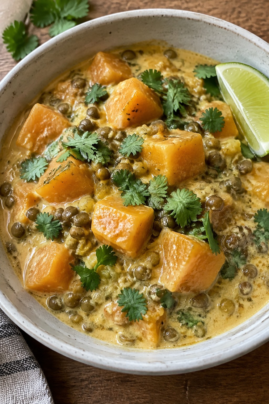 Thai Coconut Lentil Stew with Butternut Squash and Ginger