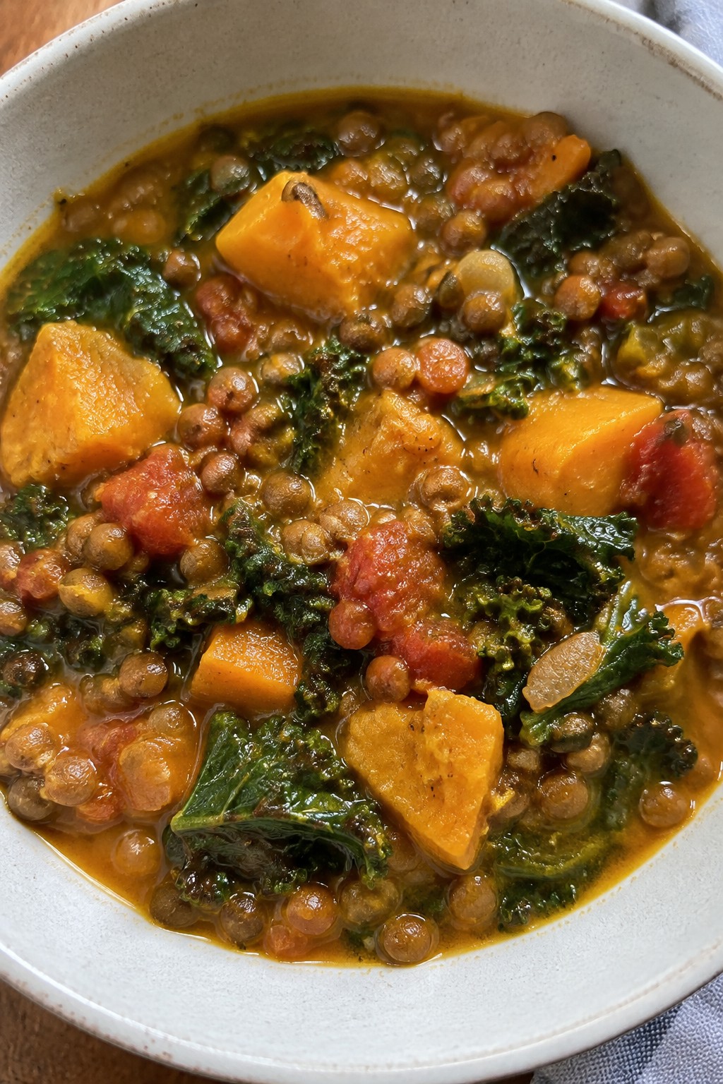 Ginger-Turmeric Lentil Stew with Butternut Squash and Kale