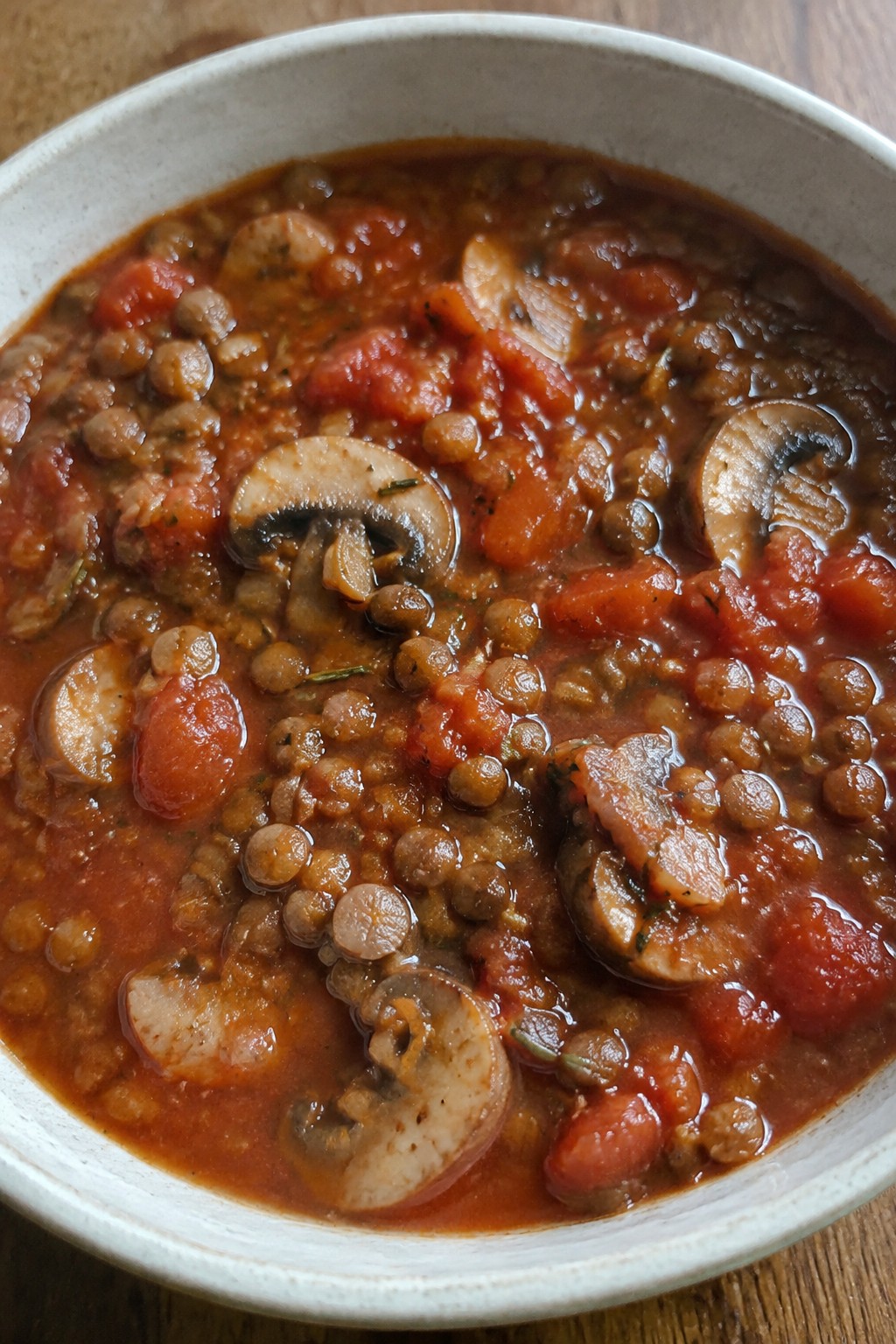 Italian Tomato Lentil Stew with Mushrooms and Rosemary