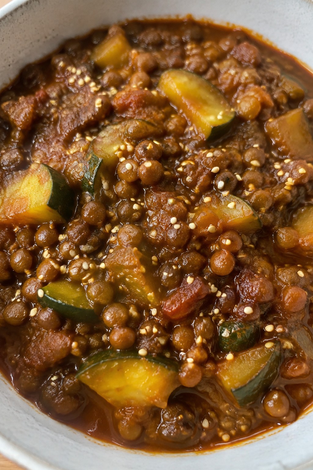 Korean Gochujang Lentil Stew with Zucchini and Sesame