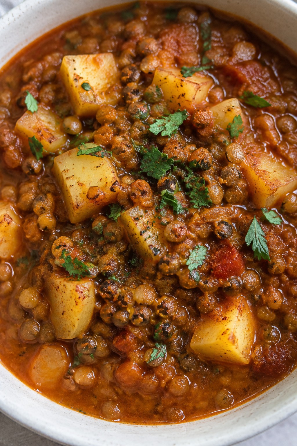 Smoky Spanish Lentil Stew with Potatoes and Smoked Paprika