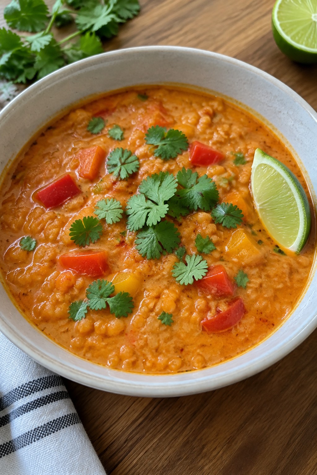 Thai Coconut Lentil Stew with Bell Peppers and Lemongrass
